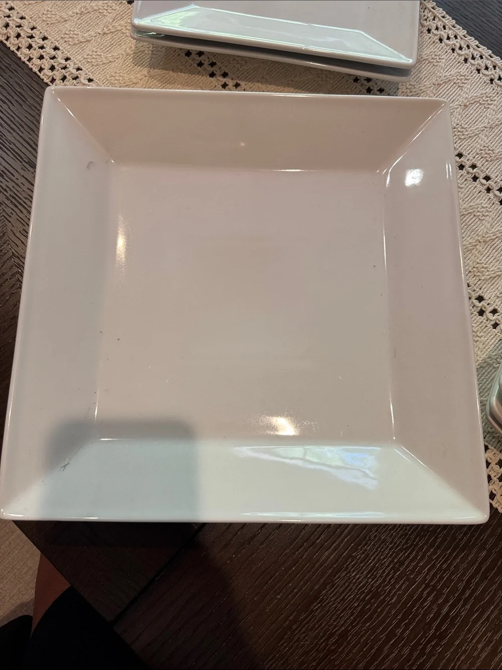 White Square Ceramic Dinner and Salad Plate Set